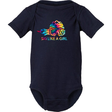 Ski Like A Girl Baby Bodysuit Navy Blue Tie-Dye - Ski Like A Girl