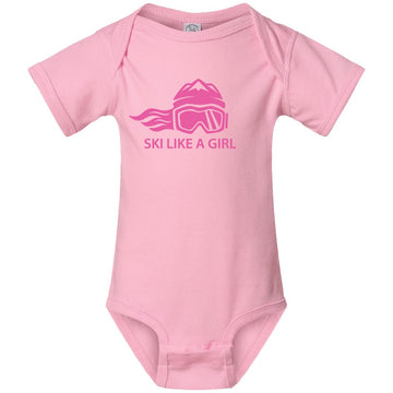 Ski Like A Girl Baby Bodysuit Pink - Ski Like A Girl