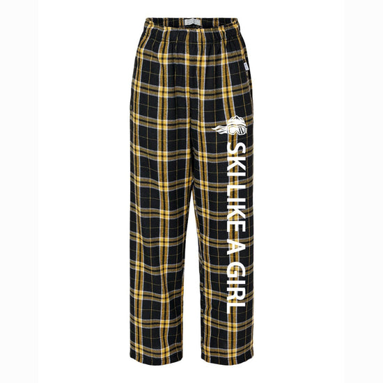 Ski Like A Girl Girls Flannel Pajama Pants Black Gold - Ski Like A Girl