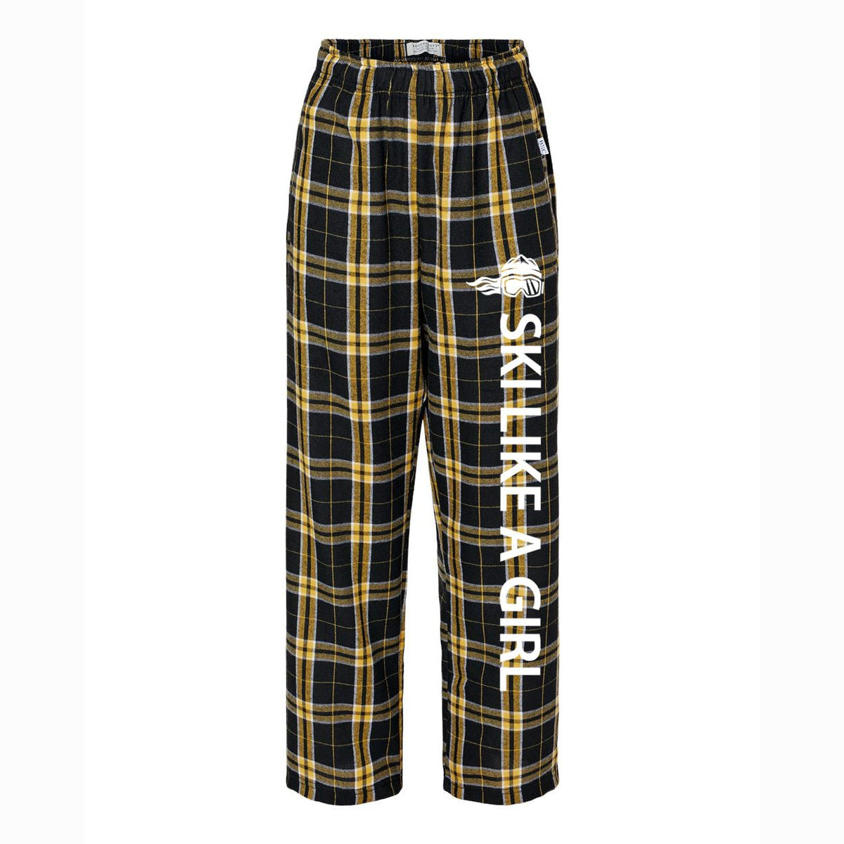 Ski Like A Girl Girls Flannel Pajama Pants Black Gold - Ski Like A Girl
