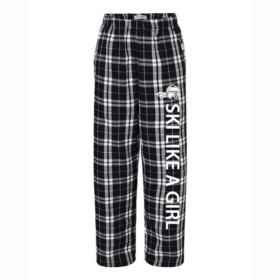 Ski Like A Girl Girls Flannel Pajama Pants Black White - Ski Like A Girl