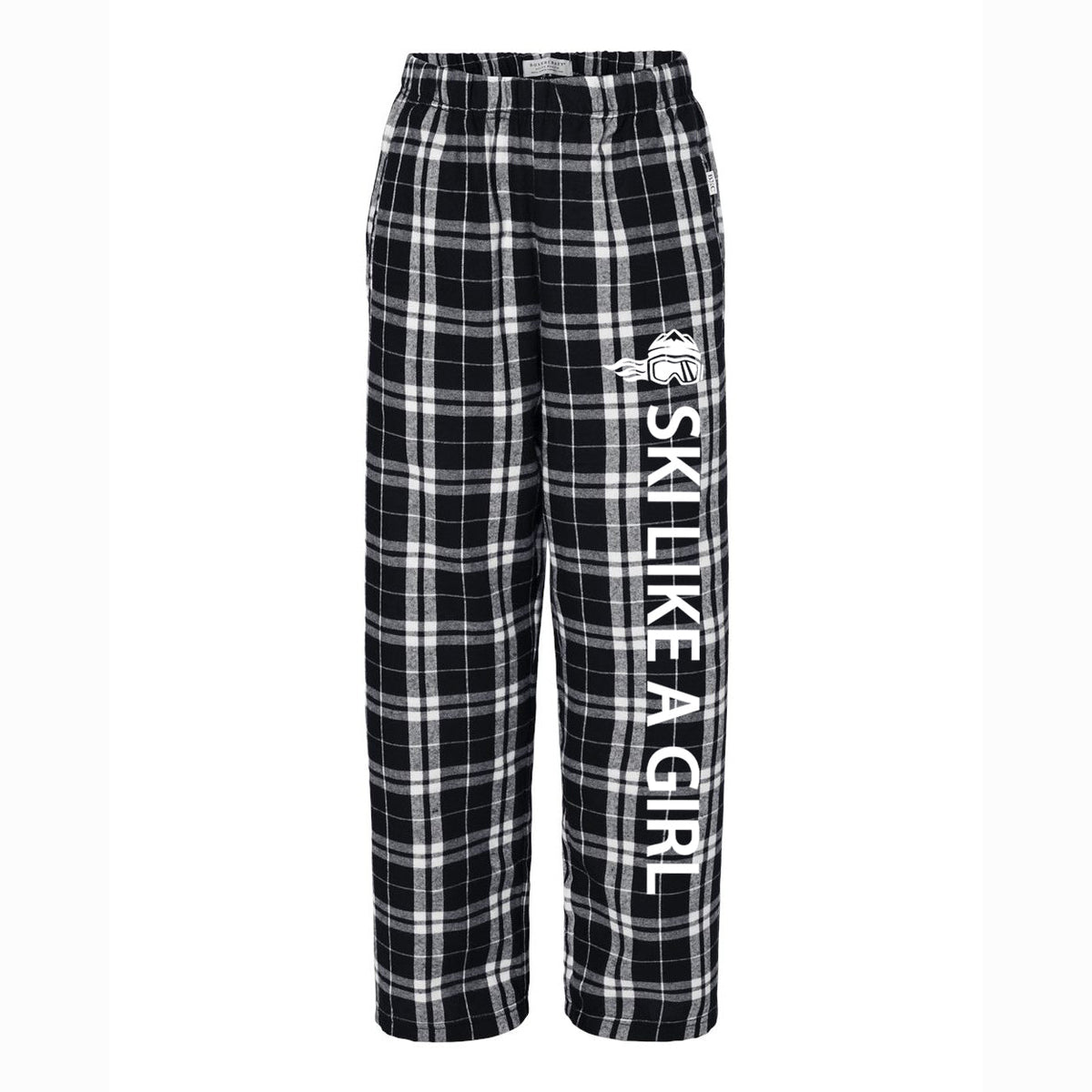 Ski Like A Girl Girls Flannel Pajama Pants Black White - Ski Like A Girl