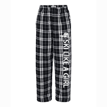 Ski Like A Girl Girls Flannel Pajama Pants Black White - Ski Like A Girl