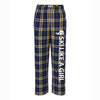 Ski Like A Girl Girls Flannel Pajama Pants Navy Gold - Ski Like A Girl