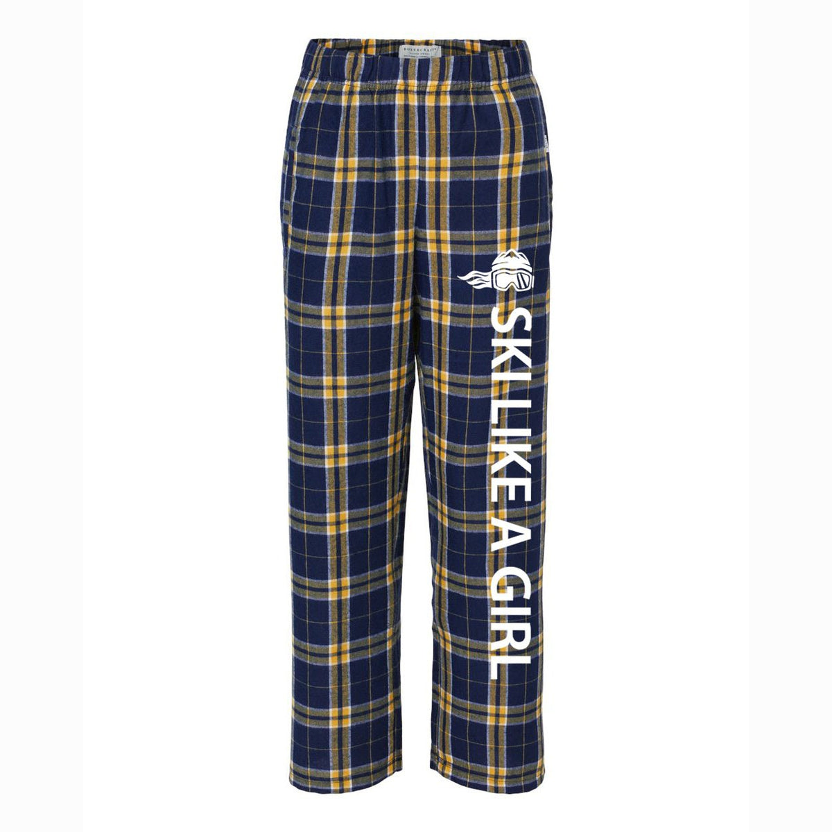 Ski Like A Girl Girls Flannel Pajama Pants Navy Gold - Ski Like A Girl