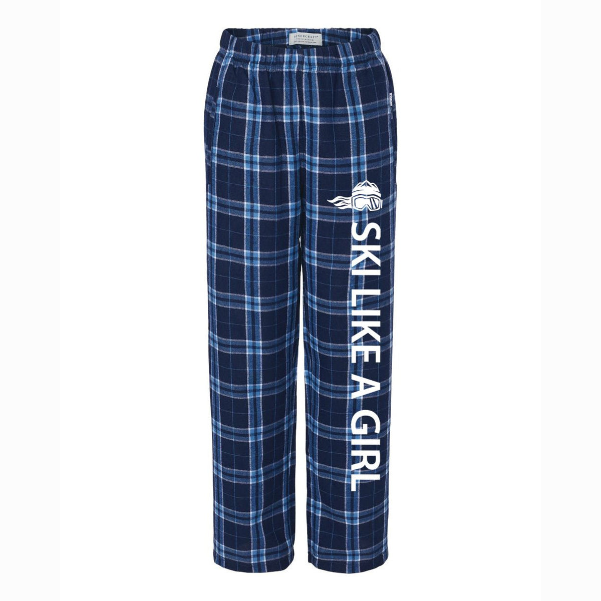 Ski Like A Girl Girls Flannel Pajama Pants Navy Plaid - Ski Like A Girl