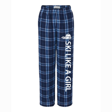 Ski Like A Girl Girls Flannel Pajama Pants Navy Plaid - Ski Like A Girl