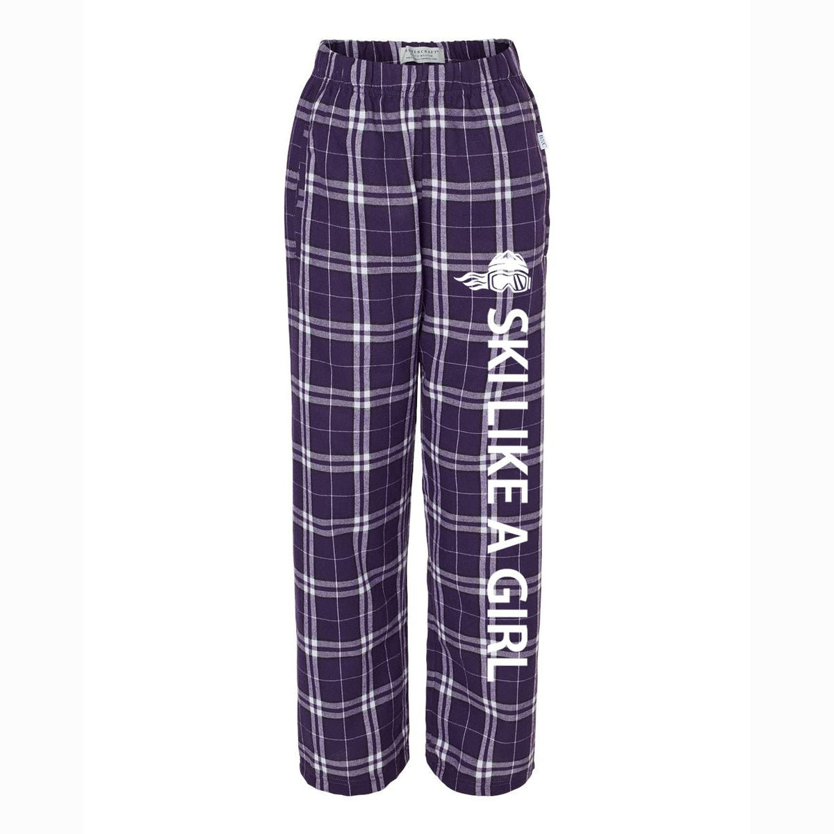 Ski Like A Girl Girls Flannel Pajama Pants Purple White - Ski Like A Girl