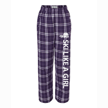 Ski Like A Girl Girls Flannel Pajama Pants Purple White - Ski Like A Girl