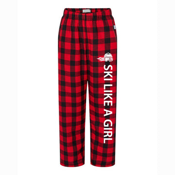 Ski Like A Girl Girls Flannel Pajama Pants Red Plaid - Ski Like A Girl