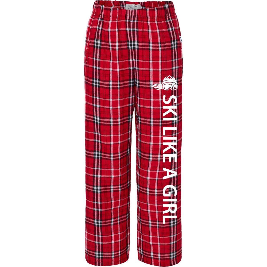 Ski Like A Girl Girls Flannel Pajama Pants Red White - Ski Like A Girl