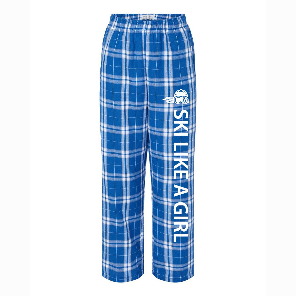 Ski Like A Girl Girls Flannel Pajama Pants Royal Silver Plaid - Ski Like A Girl