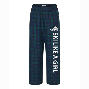 Ski Like A Girl Girls Flannel Pajama Pants Tartan - Ski Like A Girl