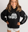 Ski Like A Girl Girls Hoodie Black Grey Logo - Ski Like A Girl