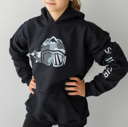 Ski Like A Girl Girls Hoodie Black White Camo - Ski Like A Girl