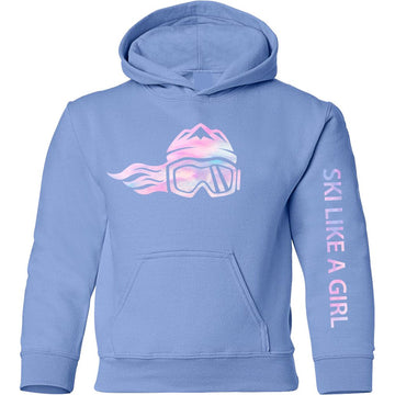 Ski Like A Girl Girls Hoodie Carolina Blue Cotton Candy - Ski Like A Girl
