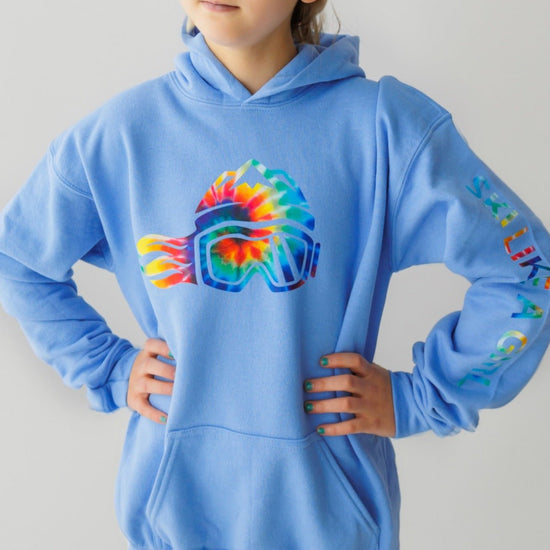 Ski Like A Girl Girls Hoodie Carolina Blue Tie-Dye - Ski Like A Girl