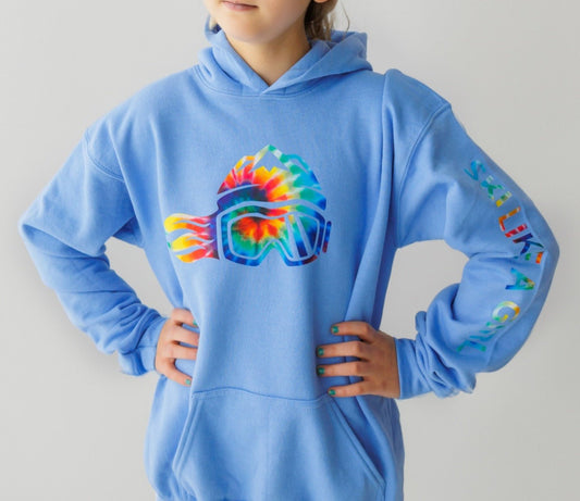 Ski Like A Girl Girls Hoodie Carolina Blue Tie-Dye - Ski Like A Girl