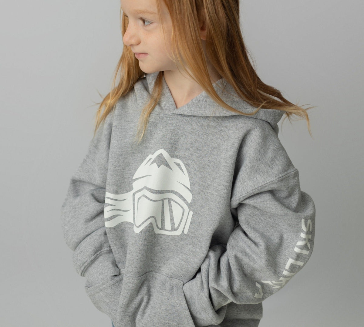 Ski Like A Girl Girls Hoodie Grey - Ski Like A Girl