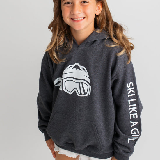 Ski Like A Girl Girls Hoodie Heather Grey - Ski Like A Girl
