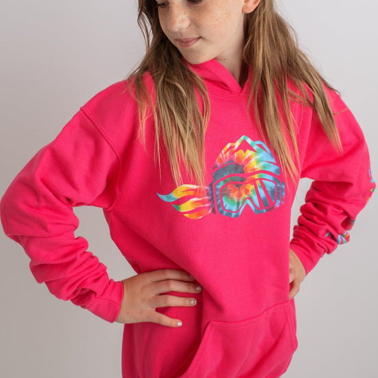 Ski Like A Girl Girls Hoodie Heliconia Pink Tie-Dye - Ski Like A Girl