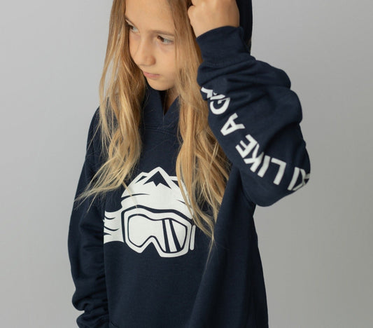 Ski Like A Girl Girls Hoodie Navy Blue - Ski Like A Girl