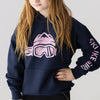 Ski Like A Girl Girls Hoodie Navy Blue Pink Paisley - Ski Like A Girl