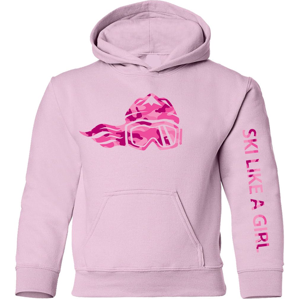 Ski Like A Girl Girls Hoodie Pink Camo - Ski Like A Girl