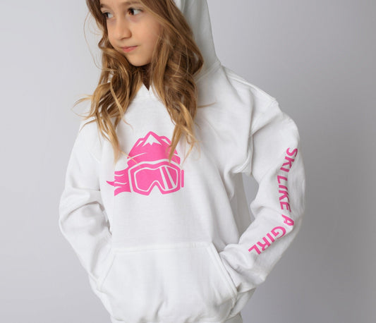 Ski Like A Girl Girls Hoodie Pink Logo - Ski Like A Girl