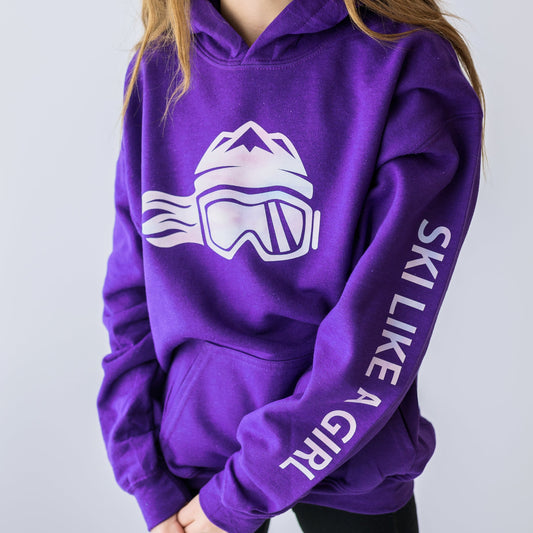 Ski Like A Girl Girls Hoodie Purple Cotton Candy - Ski Like A Girl