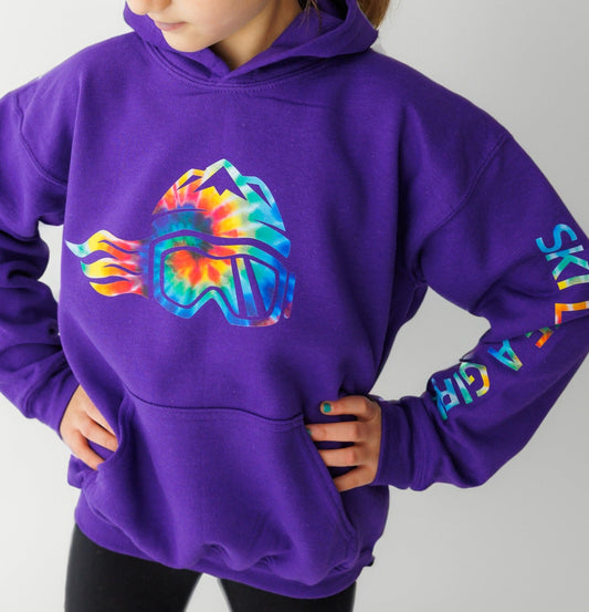Ski Like A Girl Girls Hoodie Purple Tie-Dye - Ski Like A Girl