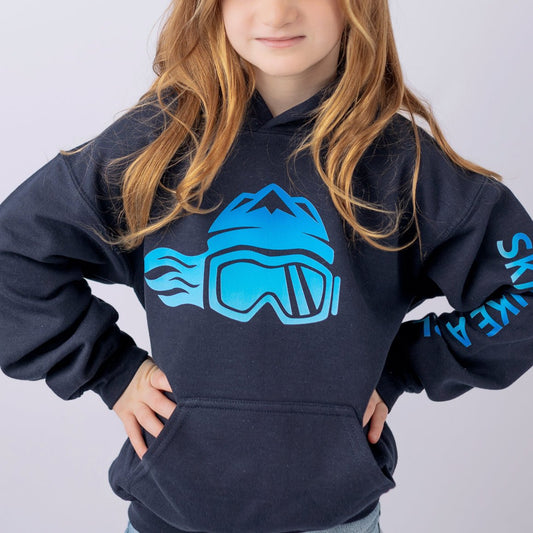 Ski Like A Girl Girls Hoodie Ski Blue - Ski Like A Girl