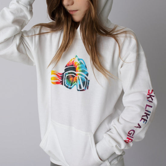 Ski Like A Girl Girls Hoodie Tie-Dye Logo (Overstock) - Ski Like A Girl