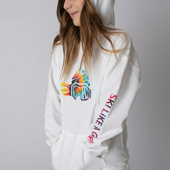 Ski Like A Girl Girls Hoodie Tie-Dye Logo (Overstock) - Ski Like A Girl
