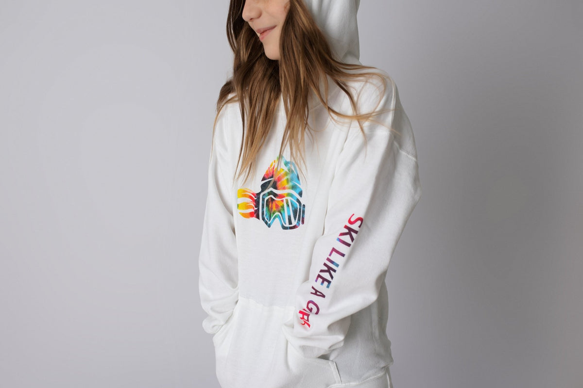 Ski Like A Girl Girls Hoodie Tie-Dye Logo (Overstock) - Ski Like A Girl