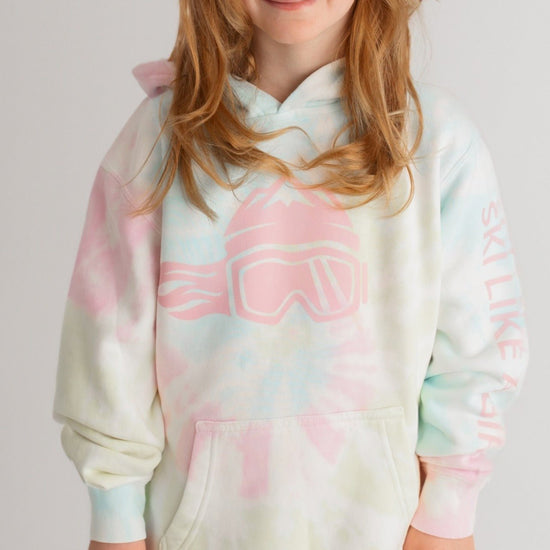 Ski Like A Girl Girls Hoodie Tie-Dye Pink Logo - Ski Like A Girl