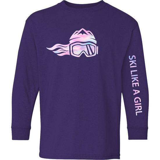 Ski Like A Girl Girls Long Sleeve T-Shirt Purple Cotton Candy (Overstock) - Ski Like A Girl