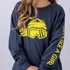Ski Like A Girl Girls Long Sleeve T-Shirt Yellow Logo - Ski Like A Girl