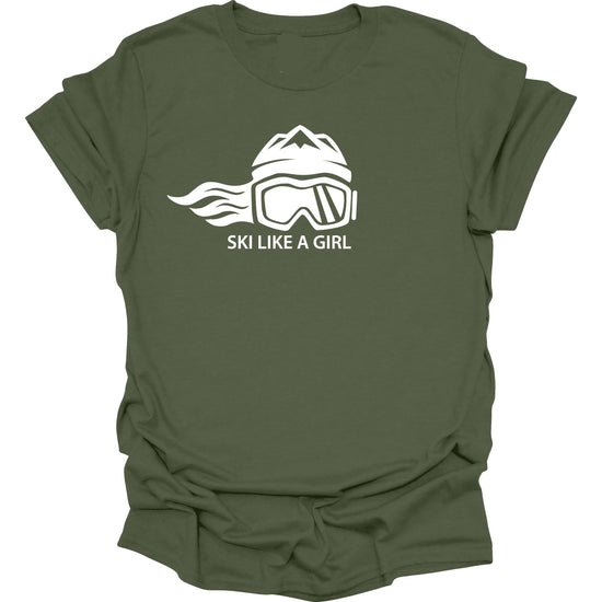 Ski Like A Girl Girls Short Sleeve T-Shirt - Military Green (Overstock) - Ski Like A Girl