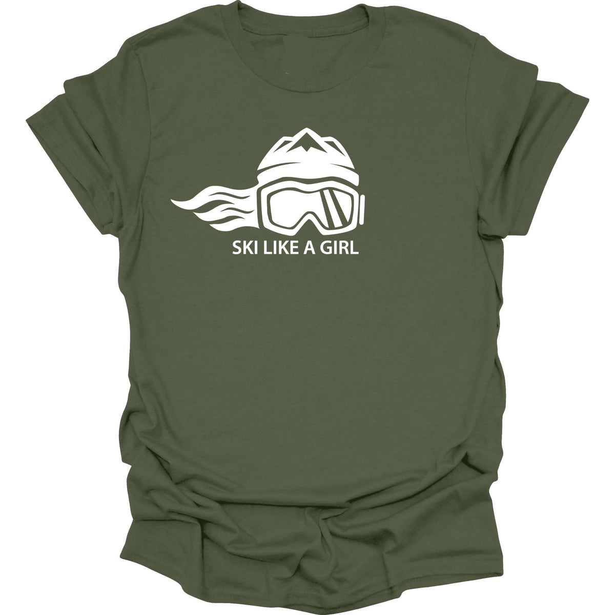 Ski Like A Girl Girls Short Sleeve T-Shirt - Military Green (Overstock) - Ski Like A Girl