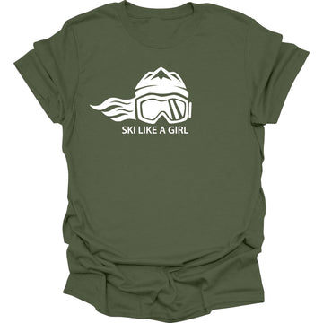Ski Like A Girl Girls Short Sleeve T-Shirt - Military Green (Overstock) - Ski Like A Girl