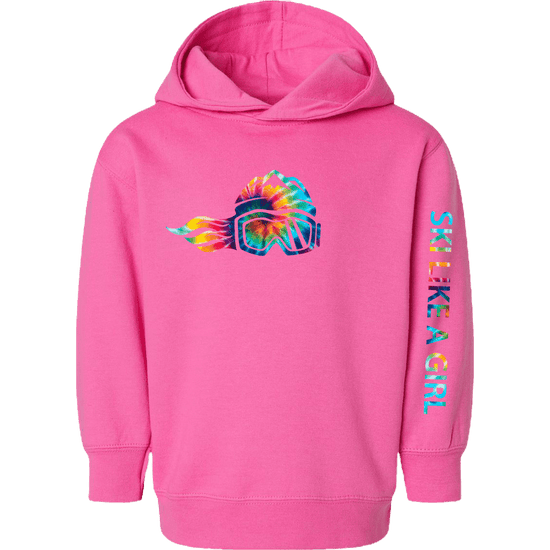 Ski Like A Girl Toddler Hoodie Pink Tie-Dye (Overstock) - Ski Like A Girl