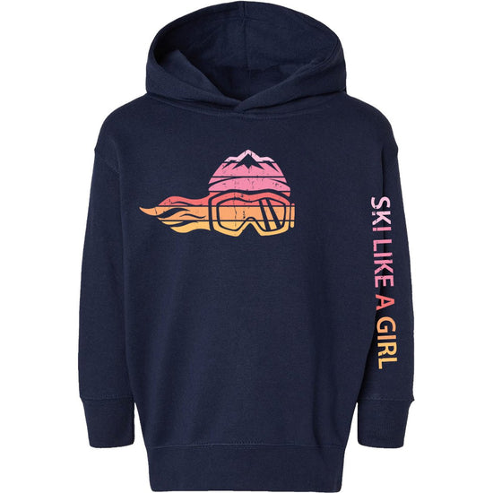 Ski Like A Girl Toddler Hoodie Retro Sunset (Overstock) - Ski Like A Girl