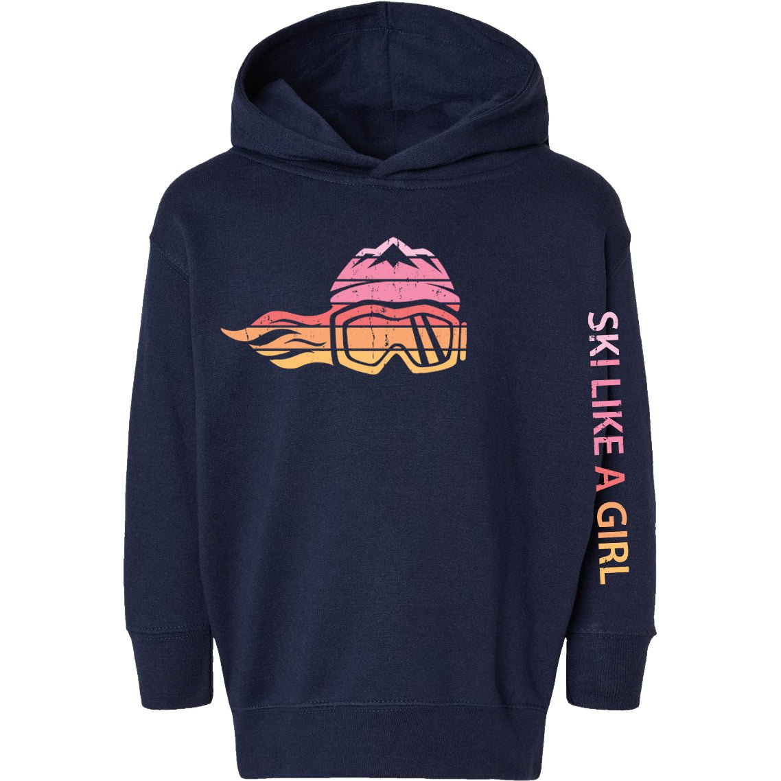 Ski Like A Girl Toddler Hoodie Retro Sunset (Overstock) - Ski Like A Girl