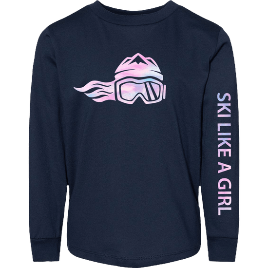 Ski Like A Girl Toddler Long Sleeve T-Shirt Cotton Candy (Overstock) - Ski Like A Girl