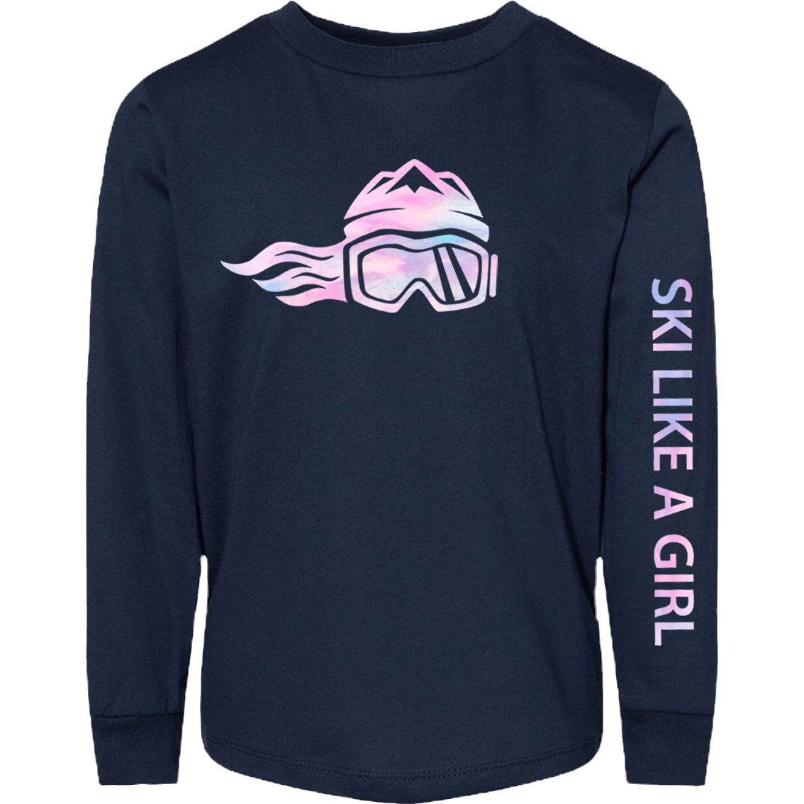 Ski Like A Girl Toddler Long Sleeve T-Shirt Cotton Candy (Overstock) - Ski Like A Girl
