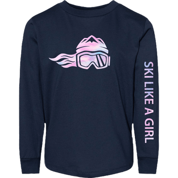 Ski Like A Girl Toddler Long Sleeve T-Shirt Cotton Candy (Overstock) - Ski Like A Girl