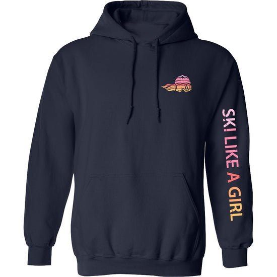 Ski Like A Girl Womens Classic Hoodie Retro Sunset - Ski Like A Girl