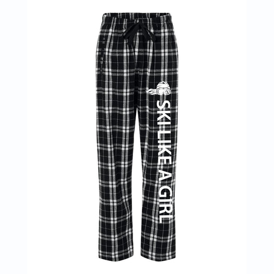 Ski Like A Girl Womens Flannel Pajama Pants Black White - Ski Like A Girl