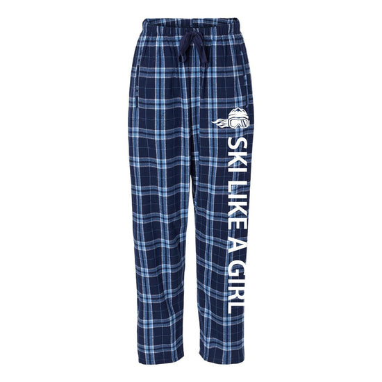 Ski Like A Girl Womens Flannel Pajama Pants Navy Plaid - Ski Like A Girl